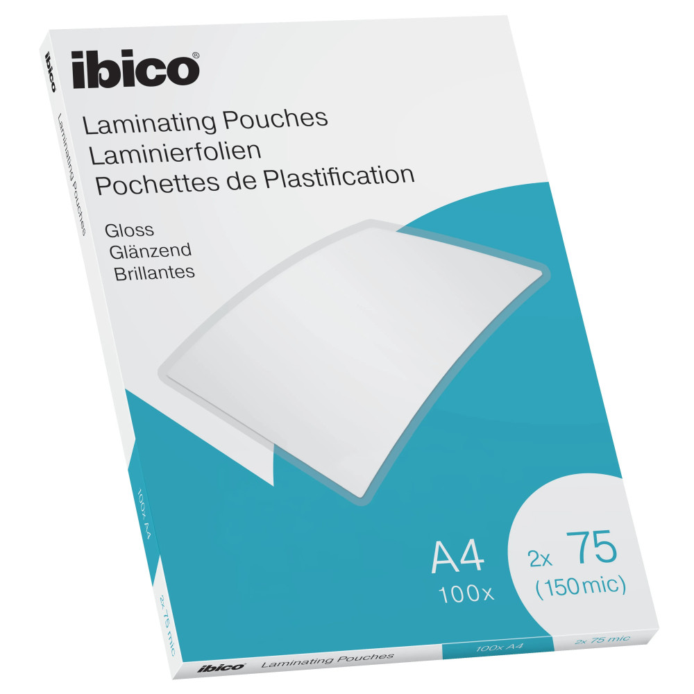 Produktbild för Ibico glansigt A4-laminat 150 mikron, Glansigt, Transparent,...