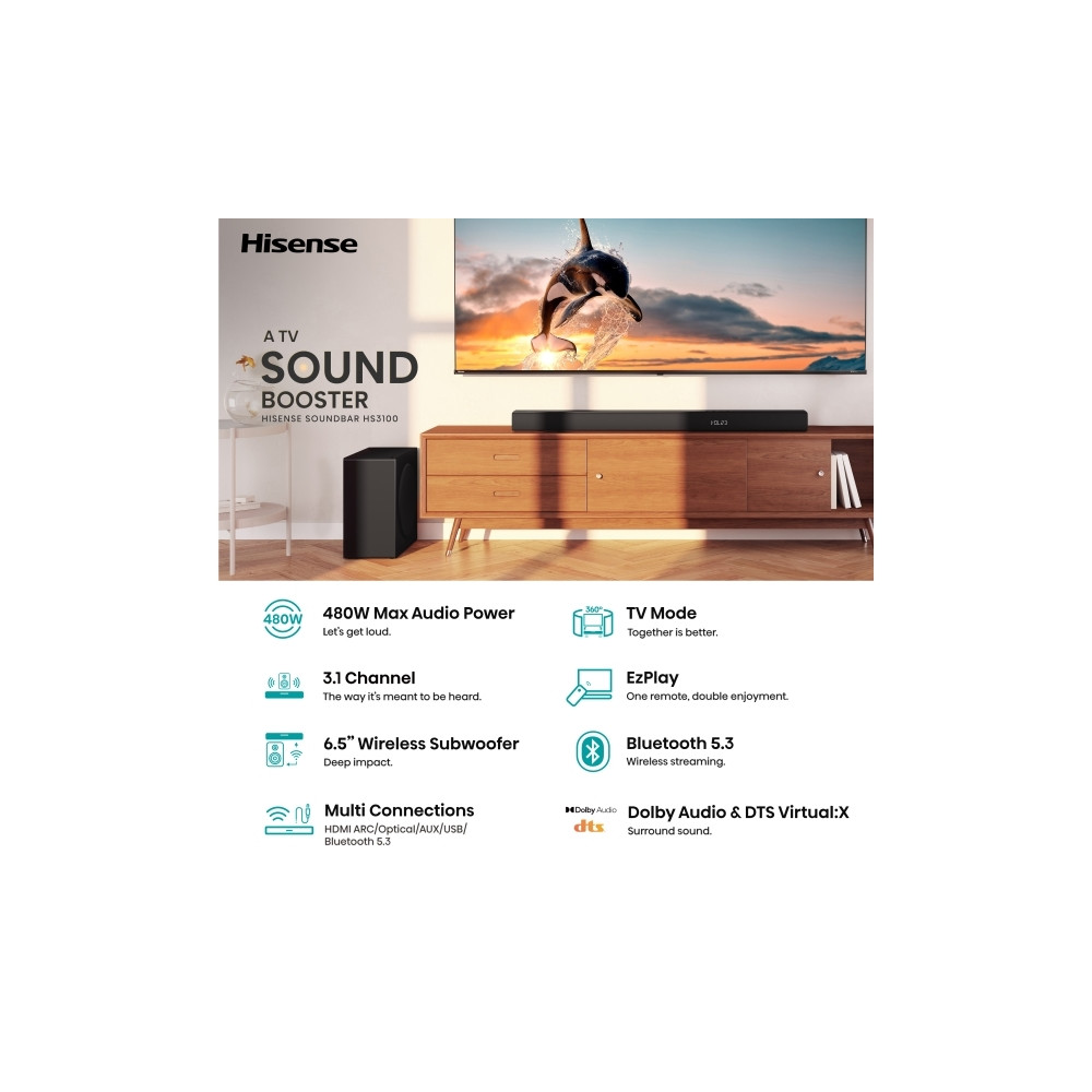 Produktbild för Hisense HS3100 - soundbar - för tv - trådlös