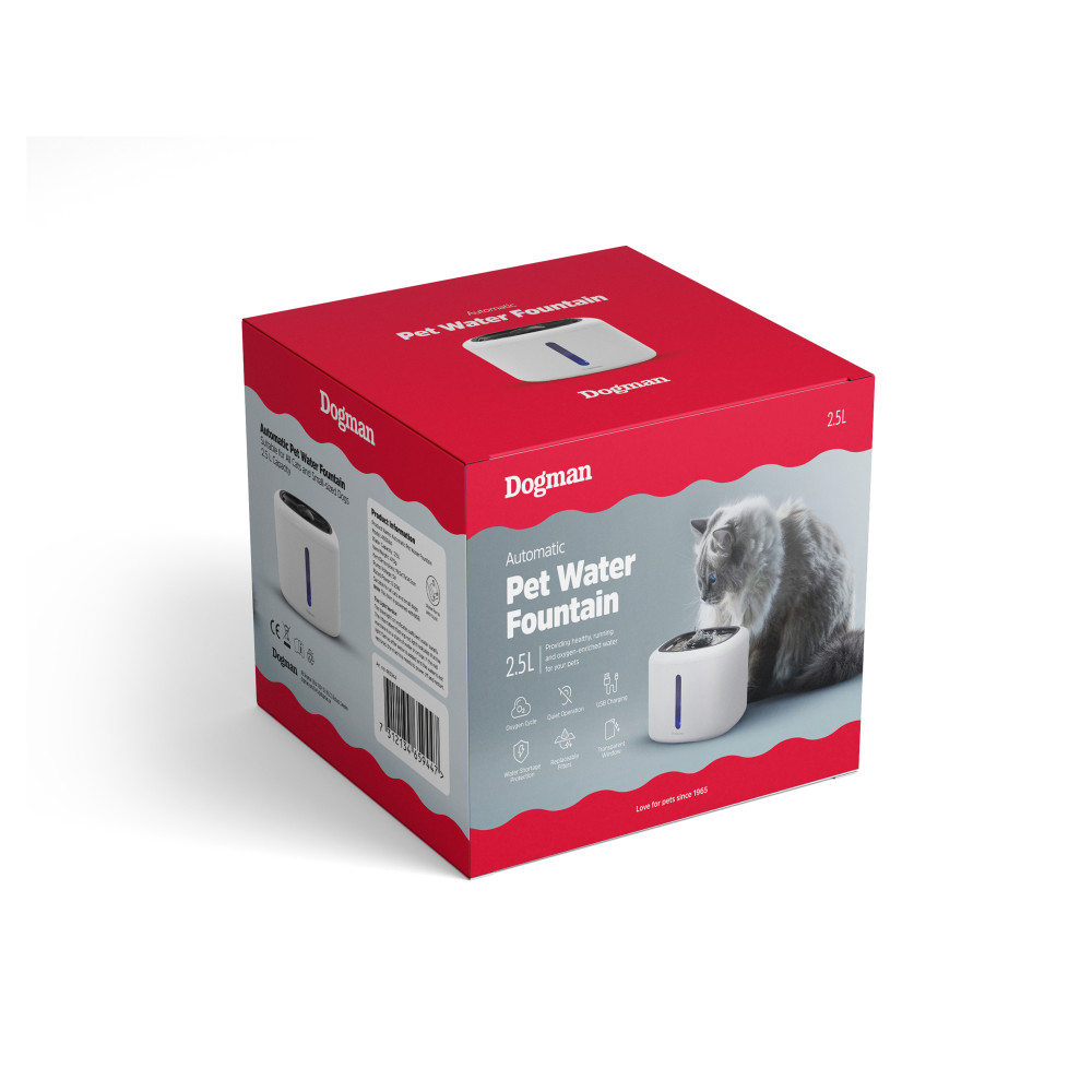 Produktbild för Vattenfontän Vit/Svart 2,5L
