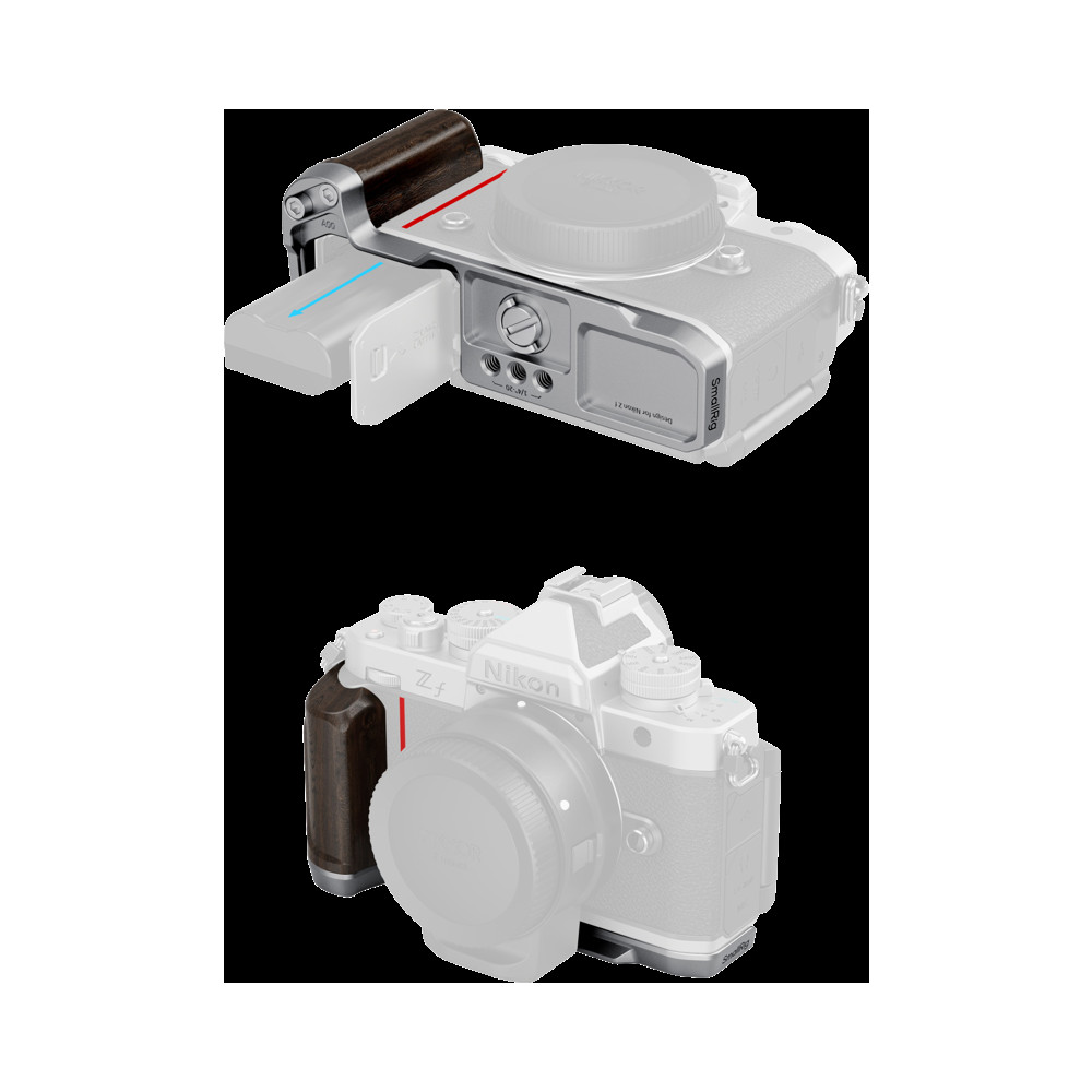 Produktbild för SmallRig 5707 L-Shaped Mount Plate with Wooden Handle for Nikon Z f Silver