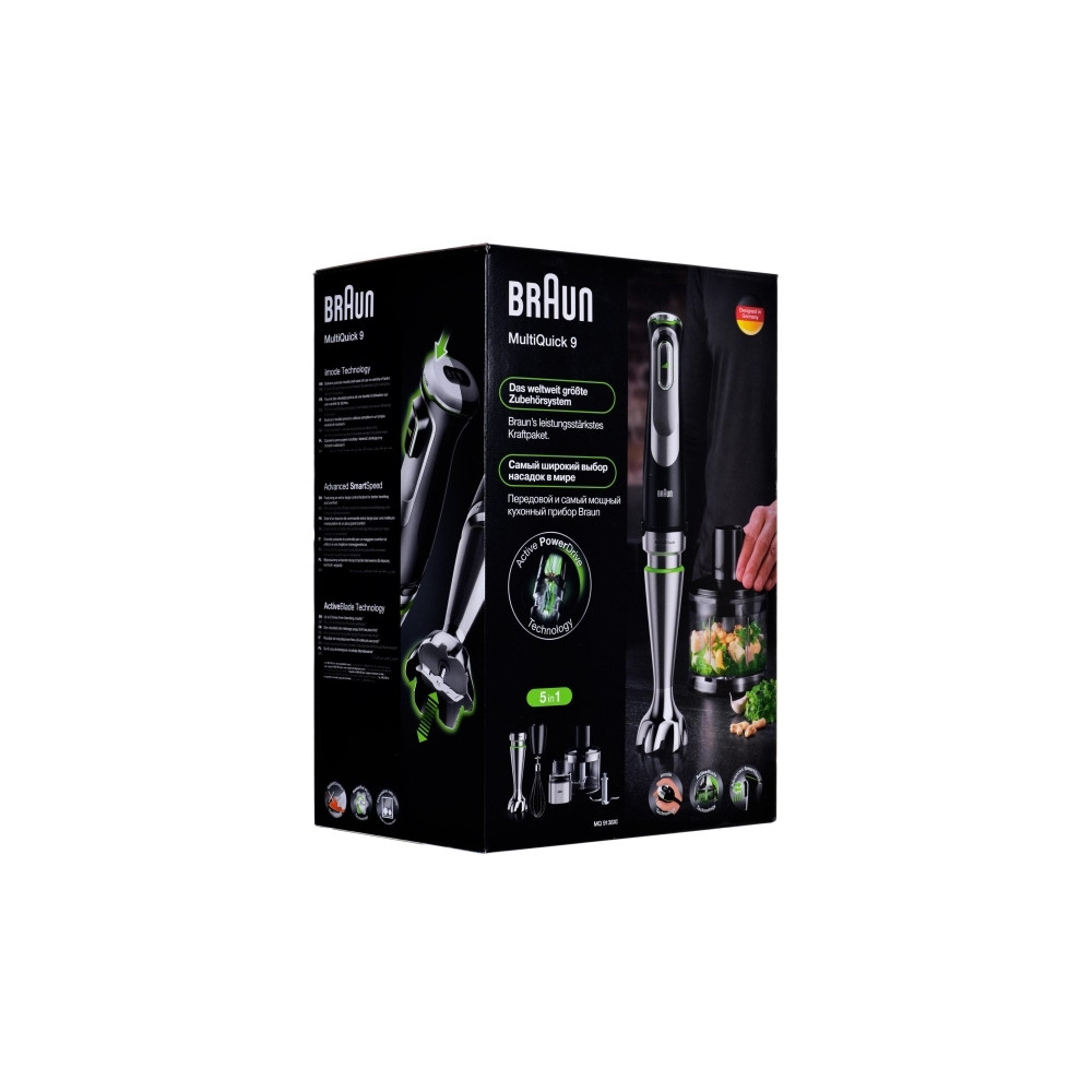 Produktbild för Braun Multiquick 9 MQ 9138XI - handmixer - premiumsvart/borstat rostfritt stål