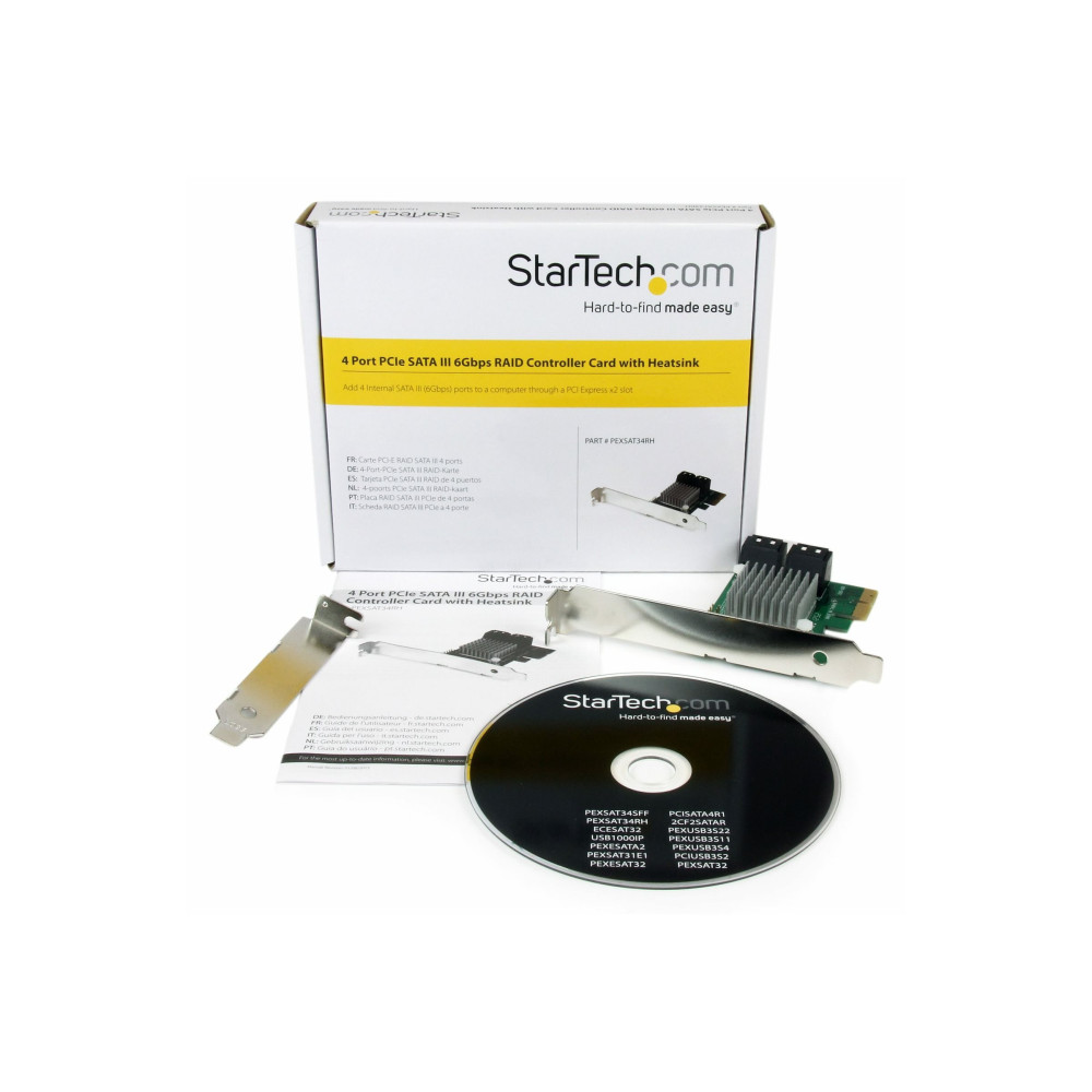 Produktbild för Startech PCI Express 2.0 SATA III 6 Gbps RAID-kontrollerkort med 4 portar och HyperDuo nivåindelad SSD-lagring - kontrollerkort (RAID) - SATA 6Gb/s - PCIe 2.0 x2