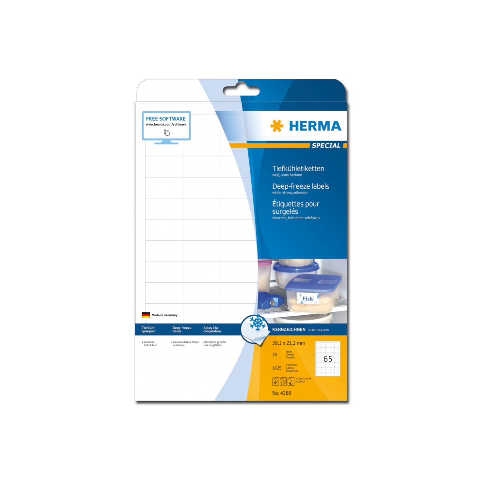 Produktbild för HERMA Special - permanenta självhäftande matta pappersetiketter för djupfryst - 1625 etikett (er) - 38.1 x 21.2 mm