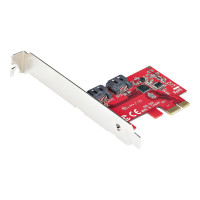 Produktbild för StarTech.com SATA PCIe-kort - 2-portars PCIe SATA-expansionskort - 6 Gbps - Hel-/lågprofil - PCI Express till SATA-adapter/-kontroller - ASM1061 icke-RAID-drift - PCIe till SATA-omvandlare - kontrollerkort - SATA 6Gb/s - PCIe 2.0 x1