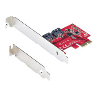 Produktbild för StarTech.com SATA PCIe-kort - 2-portars PCIe SATA-expansionskort - 6 Gbps - Hel-/lågprofil - PCI Express till SATA-adapter/-kontroller - ASM1061 icke-RAID-drift - PCIe till SATA-omvandlare - kontrollerkort - SATA 6Gb/s - PCIe 2.0 x1