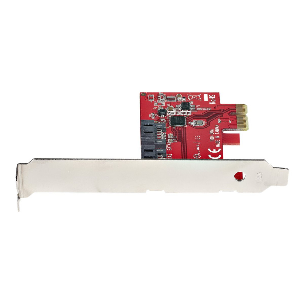 Produktbild för StarTech.com SATA PCIe-kort - 2-portars PCIe SATA-expansionskort - 6 Gbps - Hel-/lågprofil - PCI Express till SATA-adapter/-kontroller - ASM1061 icke-RAID-drift - PCIe till SATA-omvandlare - kontrollerkort - SATA 6Gb/s - PCIe 2.0 x1