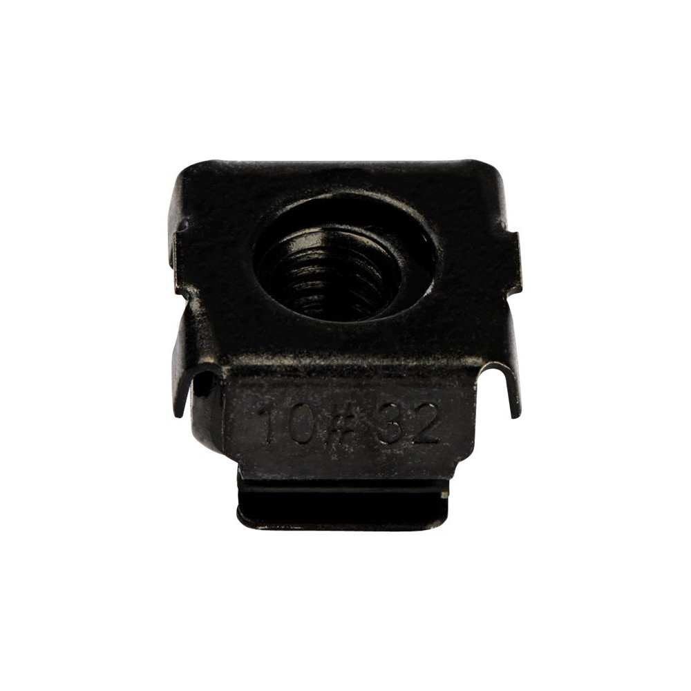 Produktbild för StarTech.com 10-32 Cage Nuts - 50 Pack - Rack Mount Clip Nuts - For Square Hole Server Rack - Black (CABCAGENUTS1032) - hylsmuttrar - TAA-kompatibel