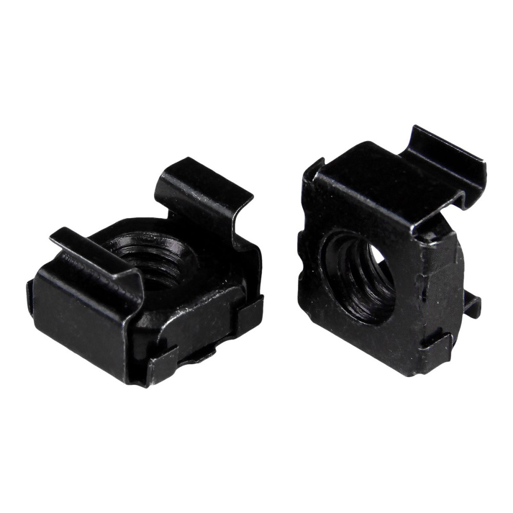 Produktbild för StarTech.com 10-32 Cage Nuts - 50 Pack - Rack Mount Clip Nuts - For Square Hole Server Rack - Black (CABCAGENUTS1032) - hylsmuttrar - TAA-kompatibel