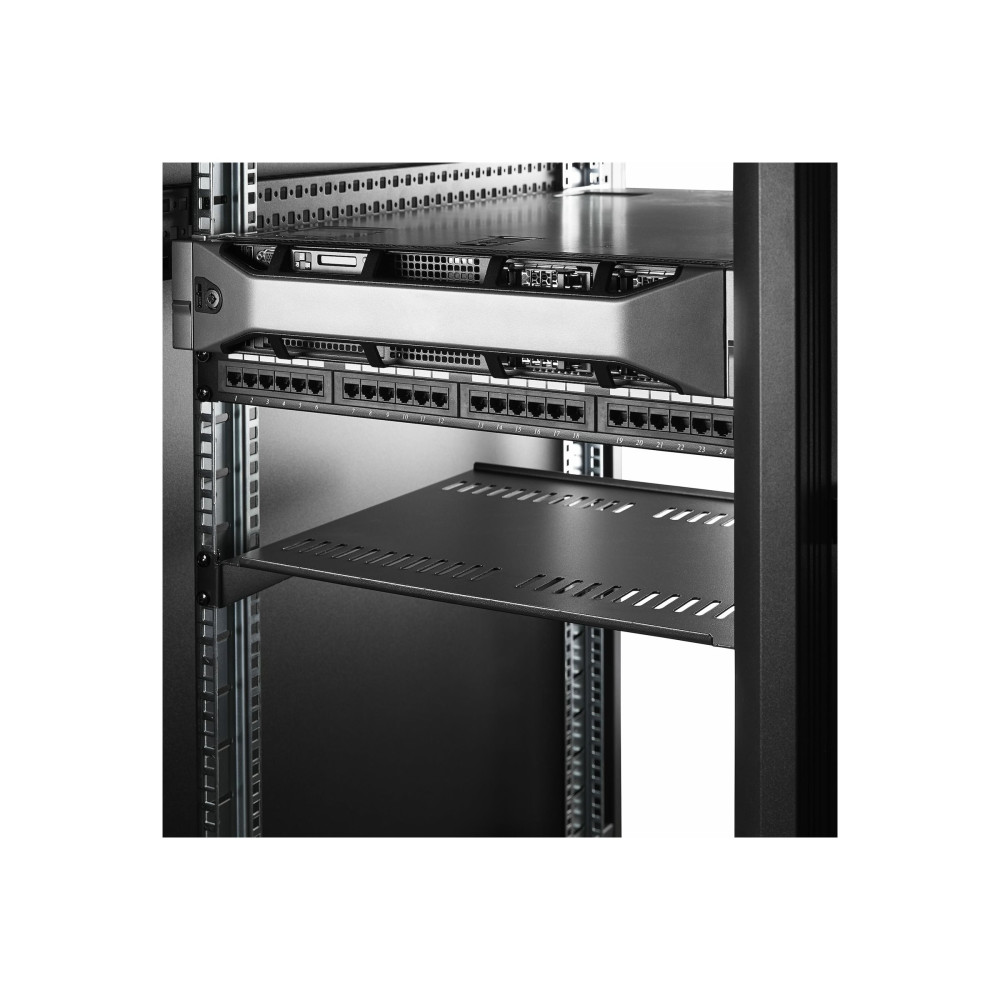 Produktbild för StarTech.com 2-Pack 1U Server Rack Shelf, Vented, 44lb Capacity, 16" Deep (CABSHELF116V2PK) - hylla för rack - 1U
