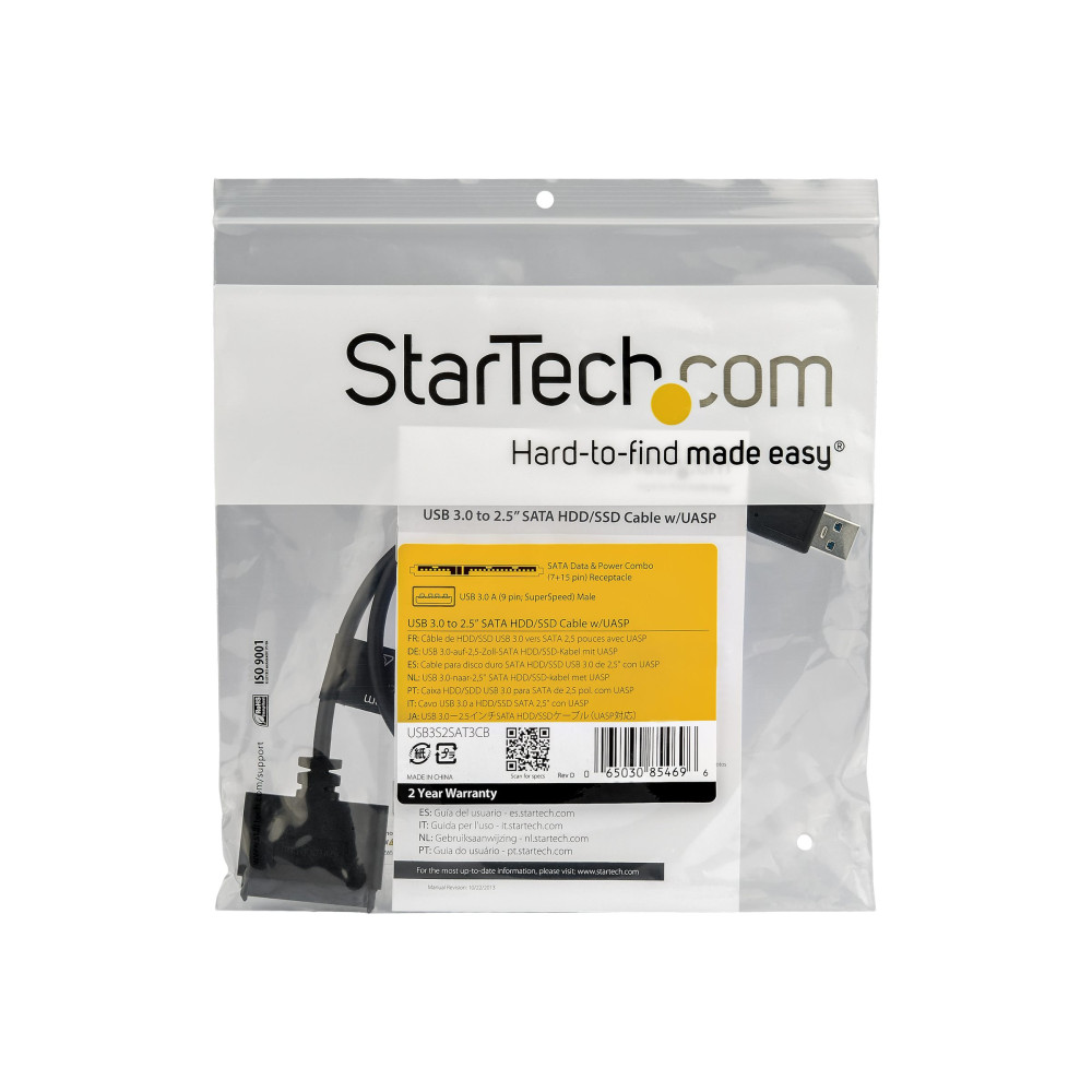 Produktbild för StarTech.com SATA to USB Cable - USB 3.0 to 2.5" SATA III Hard Drive Adapter - External Converter for SSD/HDD Data Transfer (USB3S2SAT3CB) - kontrollerkort - SATA 6Gb/s - USB 3.0