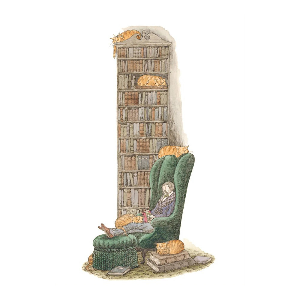Produktbild för Bibliophile with Cats Notecard