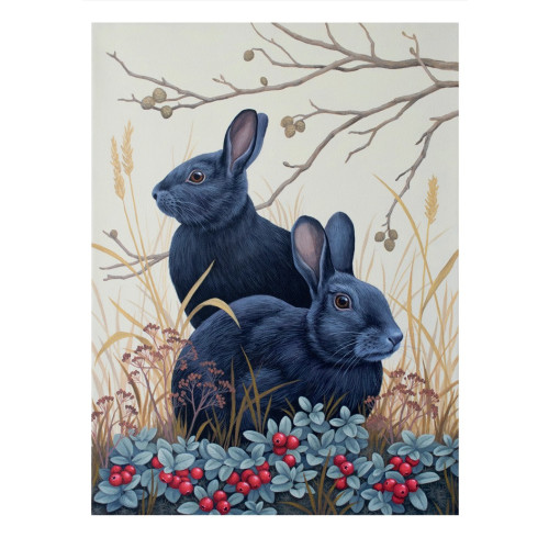 Pomegranate Europe Ltd Black Rabbits Notecard
