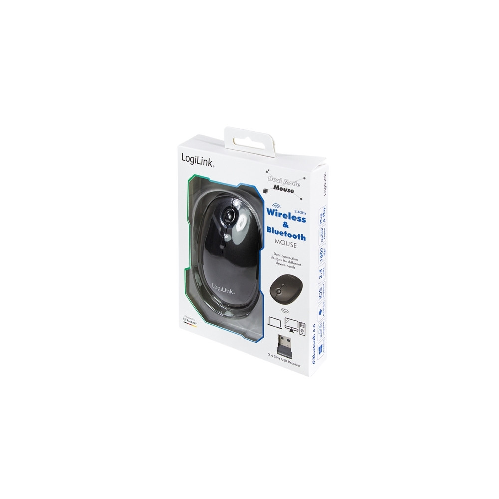 Produktbild för LogiLink - mus - 2.4 GHz, Bluetooth 4.0 - svart