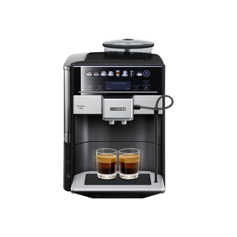Produktbild för Siemens EQ.6 plus s500 TE655319RW - automatisk kaffekokare med mjölkskummare - 19 bar - svart