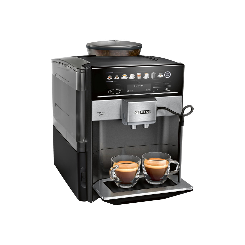 Produktbild för Siemens EQ.6 plus s500 TE655319RW - automatisk kaffekokare med mjölkskummare - 19 bar - svart