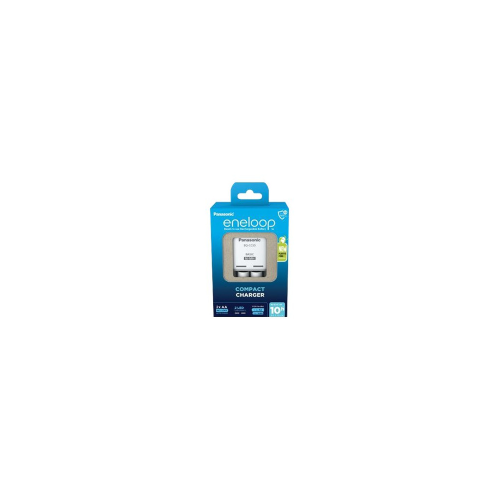 Produktbild för Panasonic eneloop Basic BQ-CC50 batteriladdare - 2 x AA-typ - NiMH - Eurokontakt