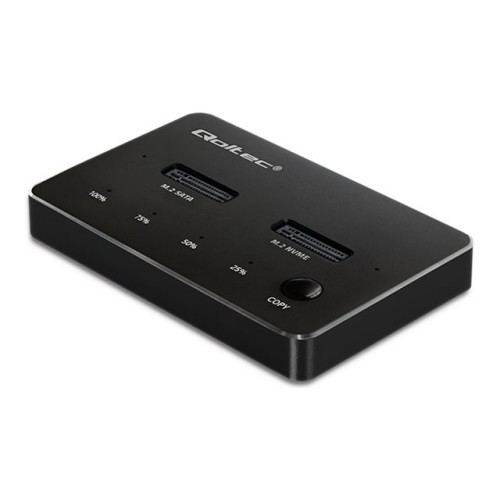 Qoltec Qoltec - SSD-dockningsstation - dual 2 x 2TB - M.2 Card (PCIe NVMe & SATA) - USB-C 3.1 (Gen 2)