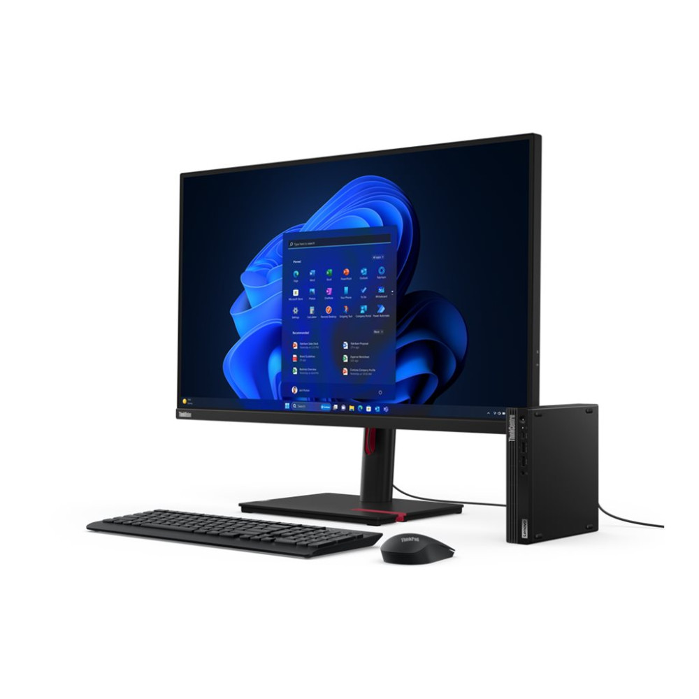 Produktbild för Lenovo ThinkCentre M70q Gen 5 - liten Core i3 i3-14100T 2.7 GHz - 8 GB - SSD 256 GB - Engelska - Europa