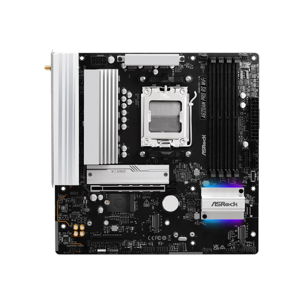 Produktbild för ASRock A620AM PRO RS WIFI - moderkort - micro ATX - Socket AM5 - AMD A620A