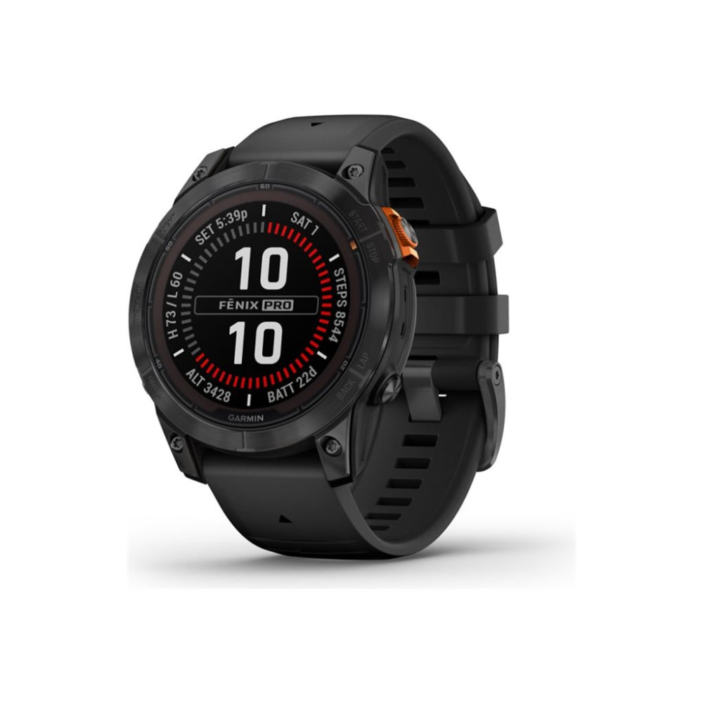 Produktbild för Garmin fēnix 7 Pro Solar - skiffergrå - sportklocka med band - svart - 32 GB