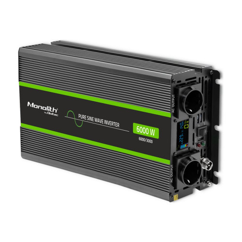 Qoltec Qoltec Monolith - DC-AC-omriktare - ren sinusvåg, LCD - 3000 watt