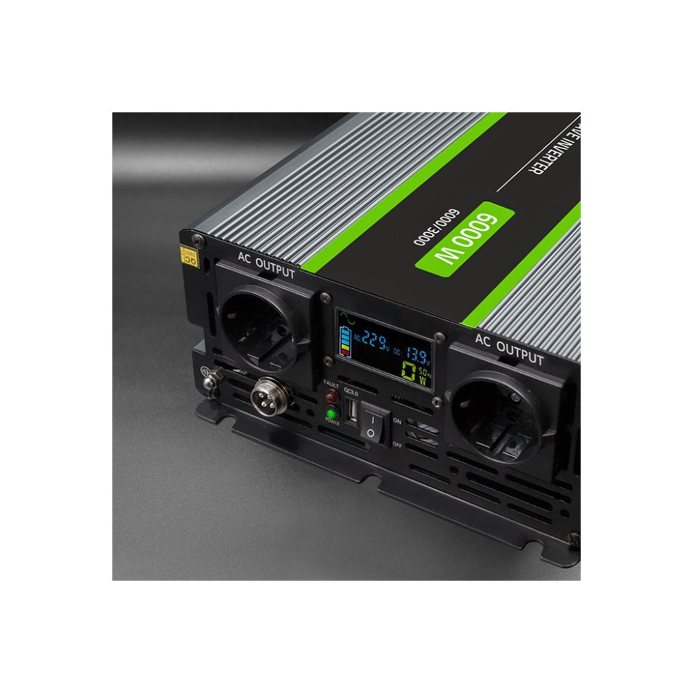 Produktbild för Qoltec Monolith - DC-AC-omriktare - ren sinusvåg, LCD - 3000 watt