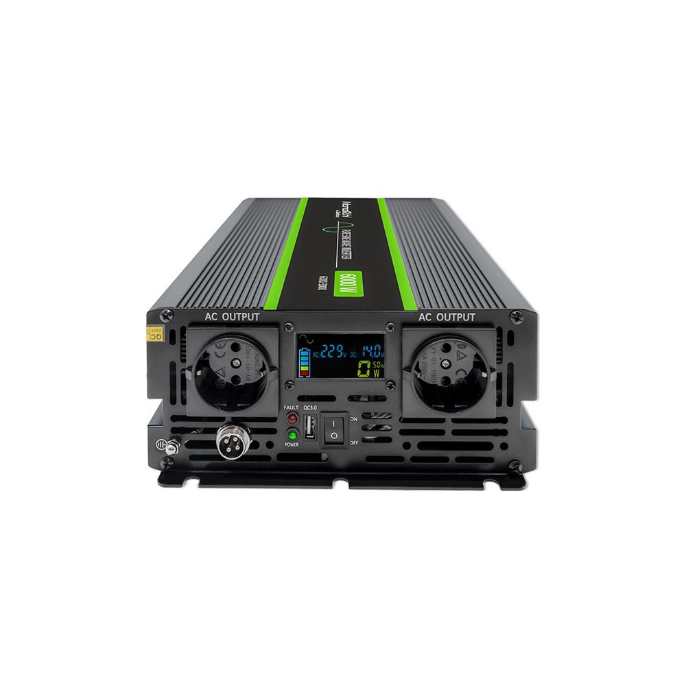 Produktbild för Qoltec Monolith - DC-AC-omriktare - ren sinusvåg, LCD - 3000 watt