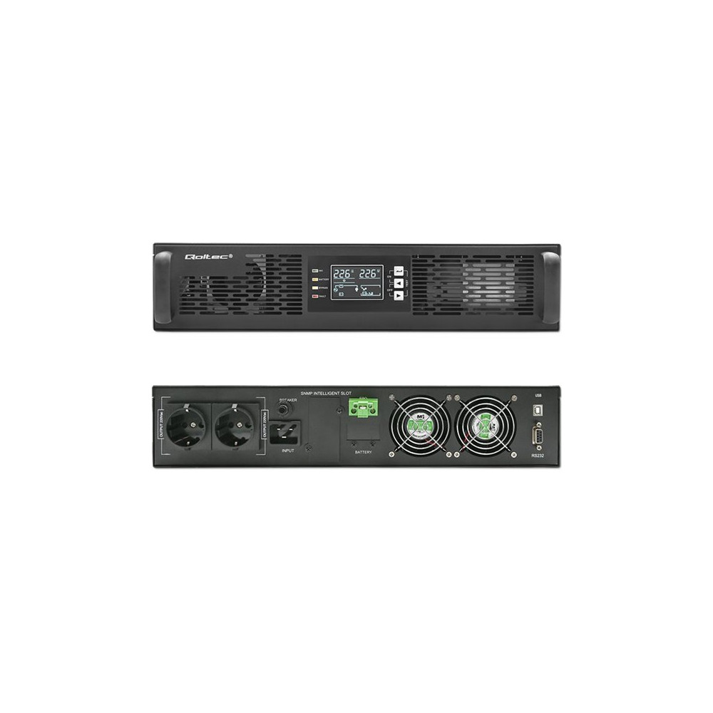 Produktbild för Qoltec - UPS - effektfaktor 1,0, LCD, EPO, online - 3000 watt - 3000 VA