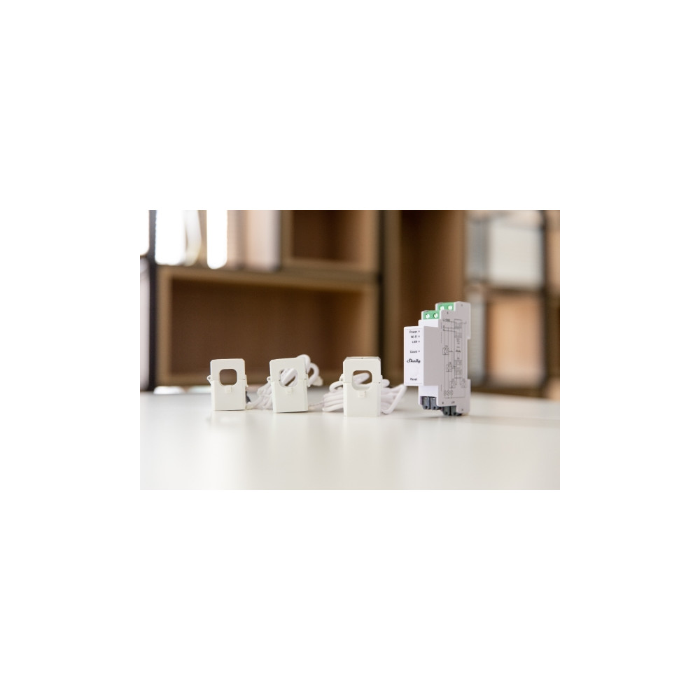 Produktbild för Shelly Pro Series 3EM - ström-/energimätare - 802.11b/g/n, Bluetooth 4.2 - vit