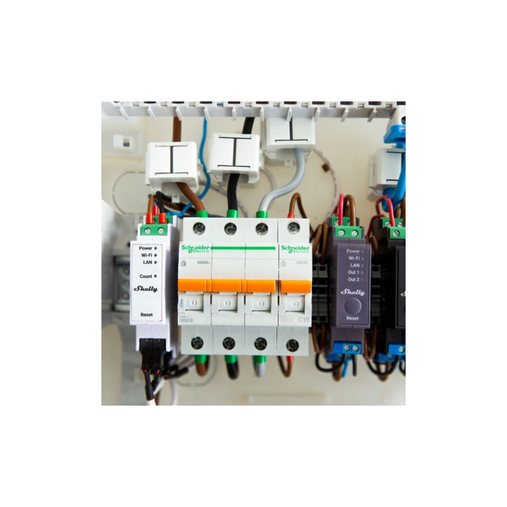 Produktbild för Shelly Pro Series 3EM - ström-/energimätare - 802.11b/g/n, Bluetooth 4.2 - vit