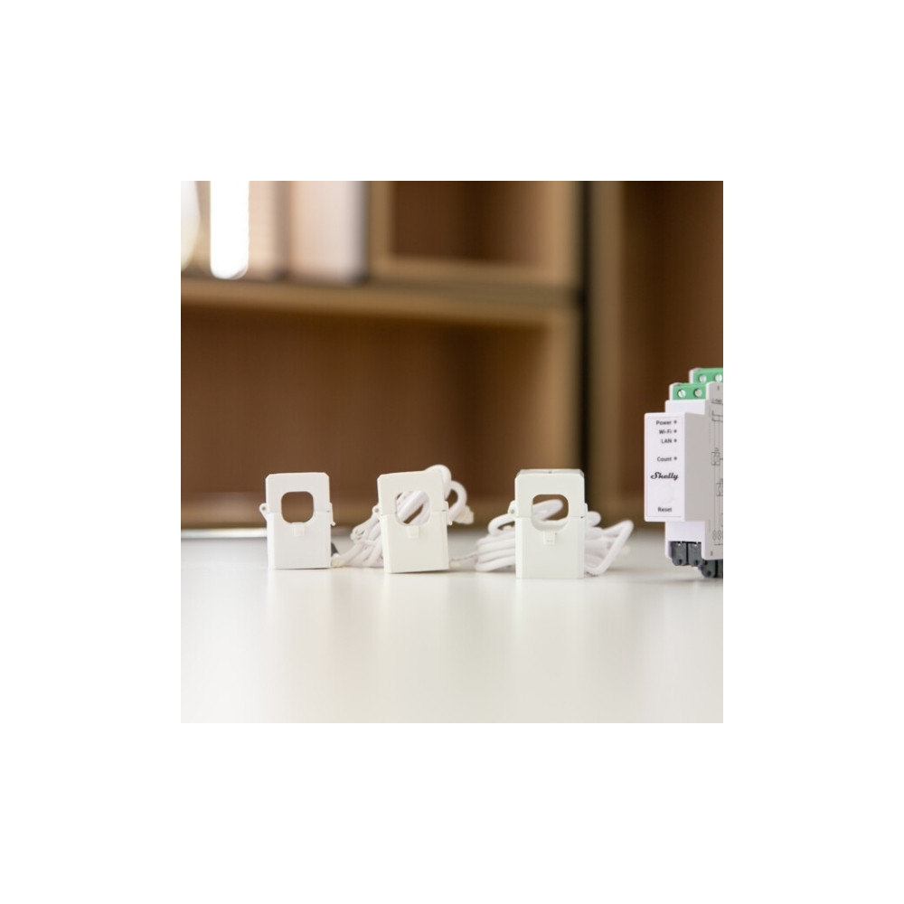 Produktbild för Shelly Pro Series 3EM - ström-/energimätare - 802.11b/g/n, Bluetooth 4.2 - vit