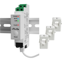 Produktbild för Shelly Pro Series 3EM - ström-/energimätare - 802.11b/g/n, Bluetooth 4.2 - vit