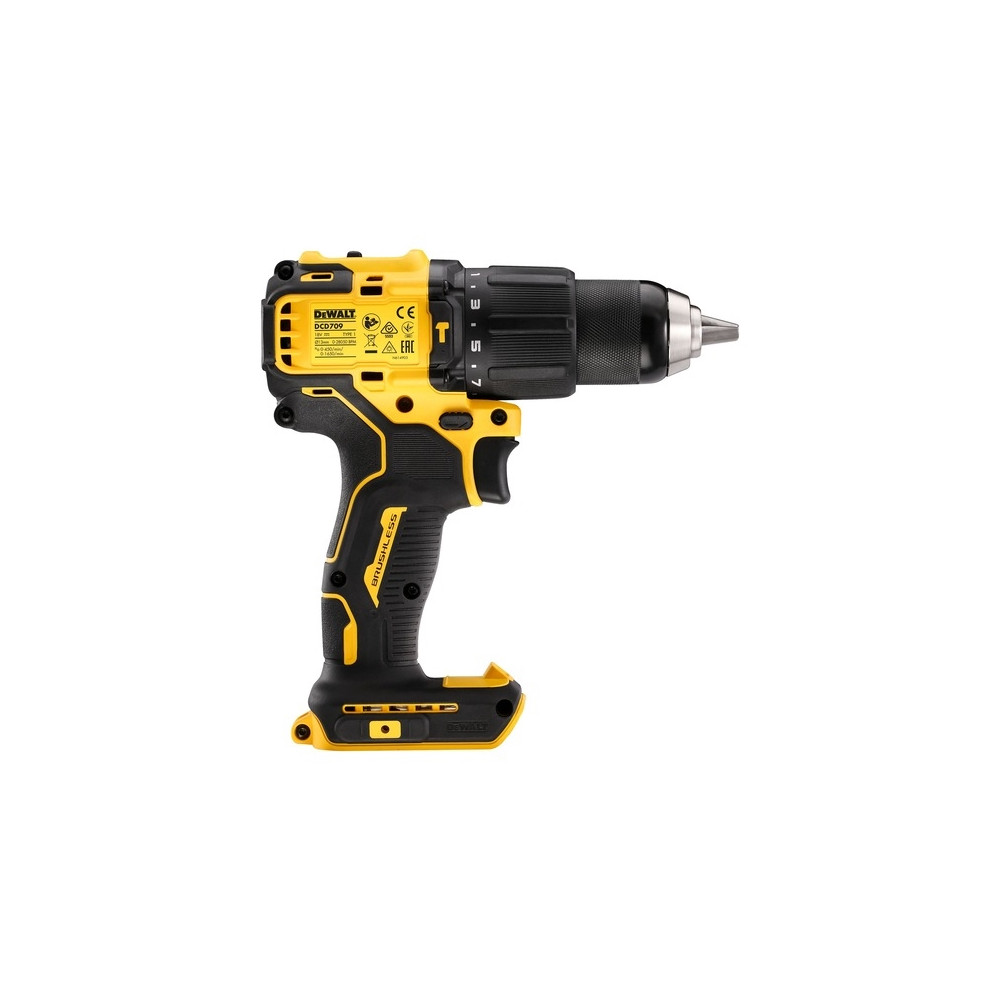 Produktbild för DeWALT DCD709N-XJ, Borr med pistolgrepp, utan nyckel, Borstl...