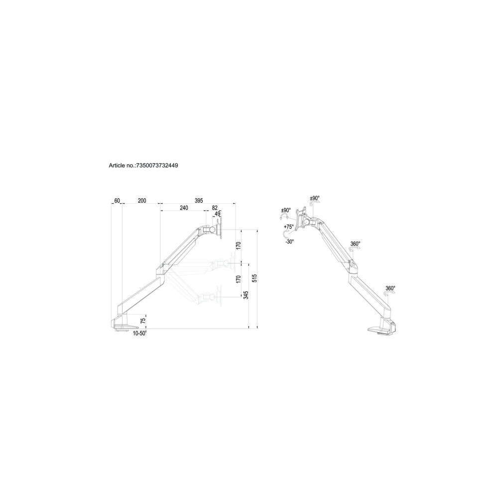 Produktbild för Multibrackets M VESA Gas Lift Arm Single HD