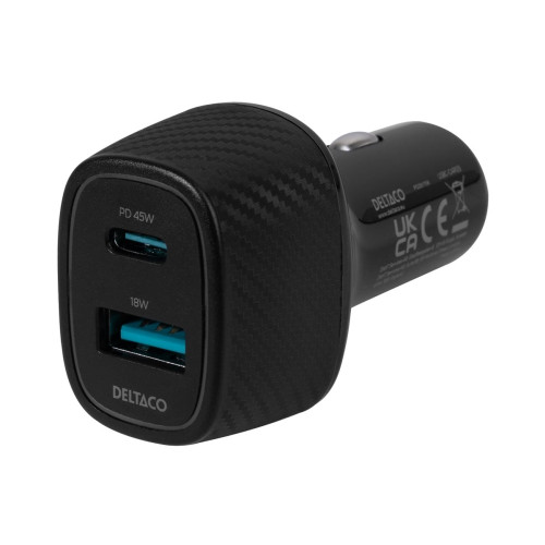 Deltaco DELTACO strömadapter för bil - USB-C, USB - 63 Watt