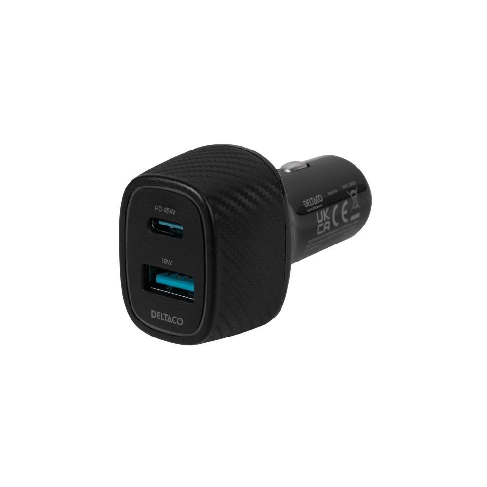 Produktbild för DELTACO strömadapter för bil - USB-C, USB - 63 Watt