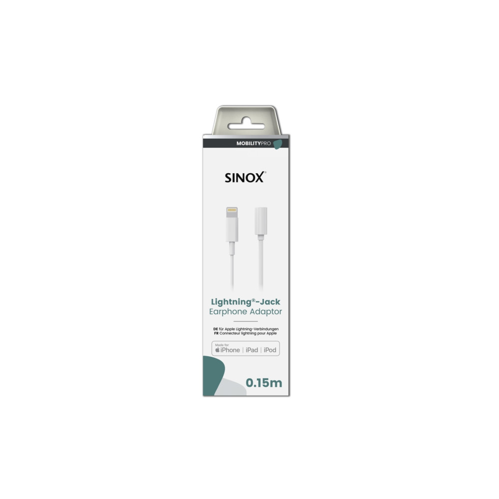 Produktbild för Sinox SXI03250MFI, 0,15 m, Lightning, 3,5 mm, Hankontakt, Ho...