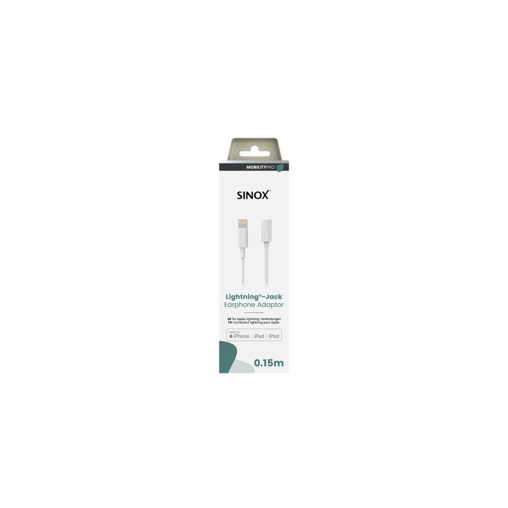 Produktbild för Sinox SXI03250MFI, 0,15 m, Lightning, 3,5 mm, Hankontakt, Ho...