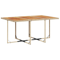 Produktbild för Matgrupp för trädgården med dynor 11 delar beige konstrotting