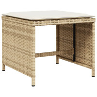 Produktbild för Matgrupp för trädgården med dynor 11 delar beige konstrotting