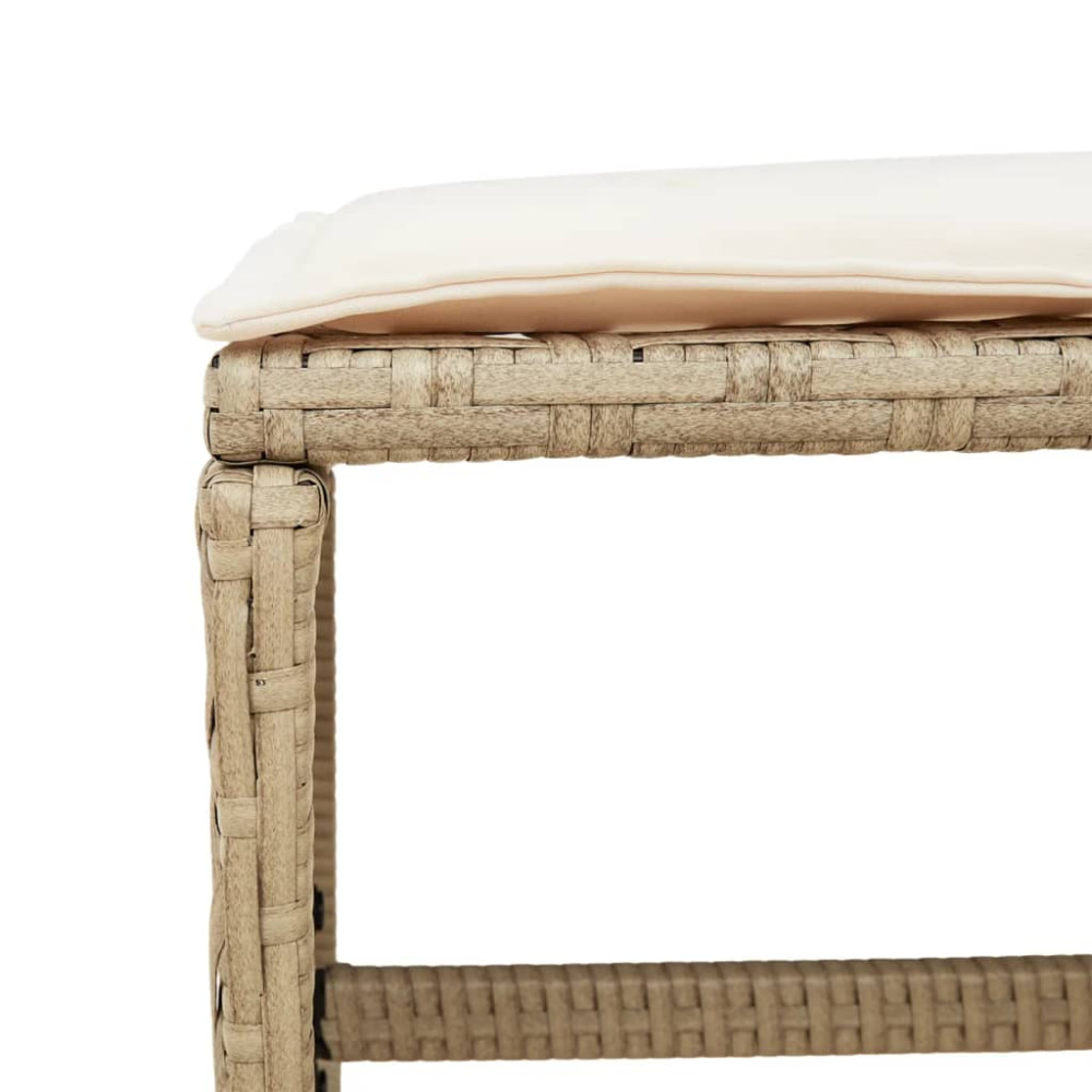 Produktbild för Matgrupp för trädgården med dynor 11 delar beige konstrotting