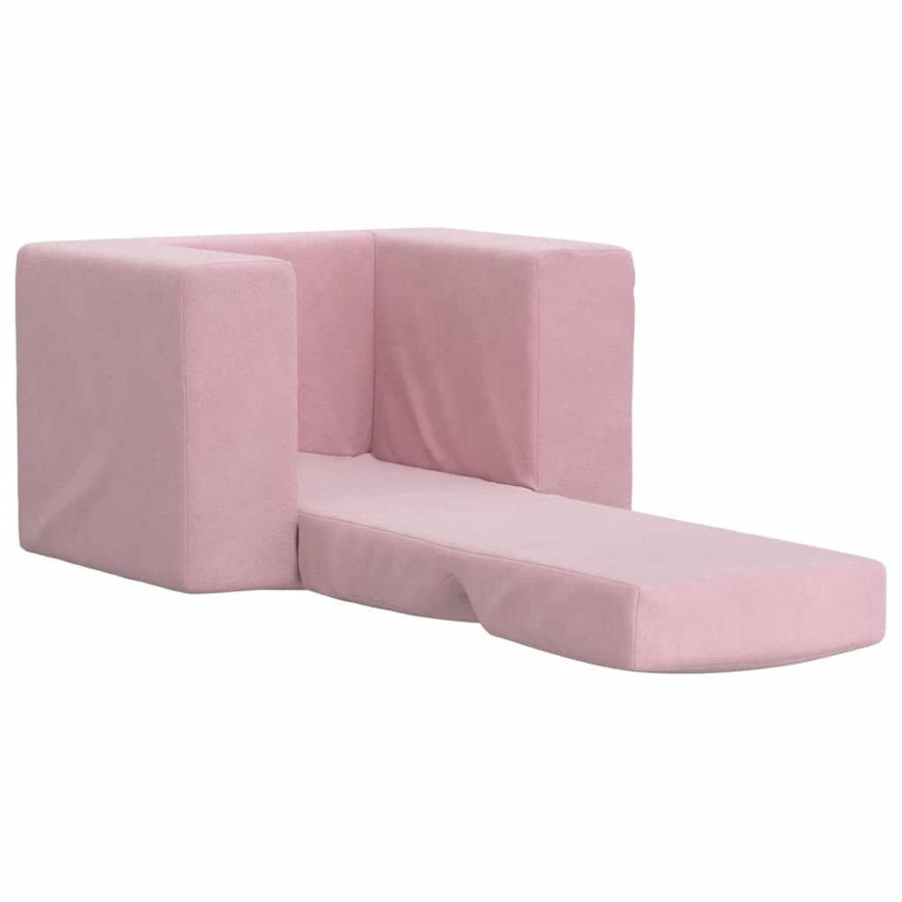 Produktbild för Bäddsoffa för barn rosa mjuk plysch