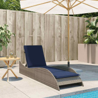 Produktbild för Solsäng med kudde grå 60x205x73 cm konstrotting