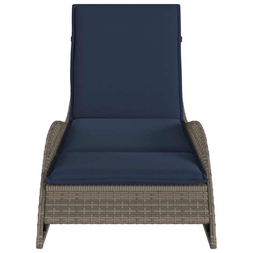 Produktbild för Solsäng med kudde grå 60x205x73 cm konstrotting