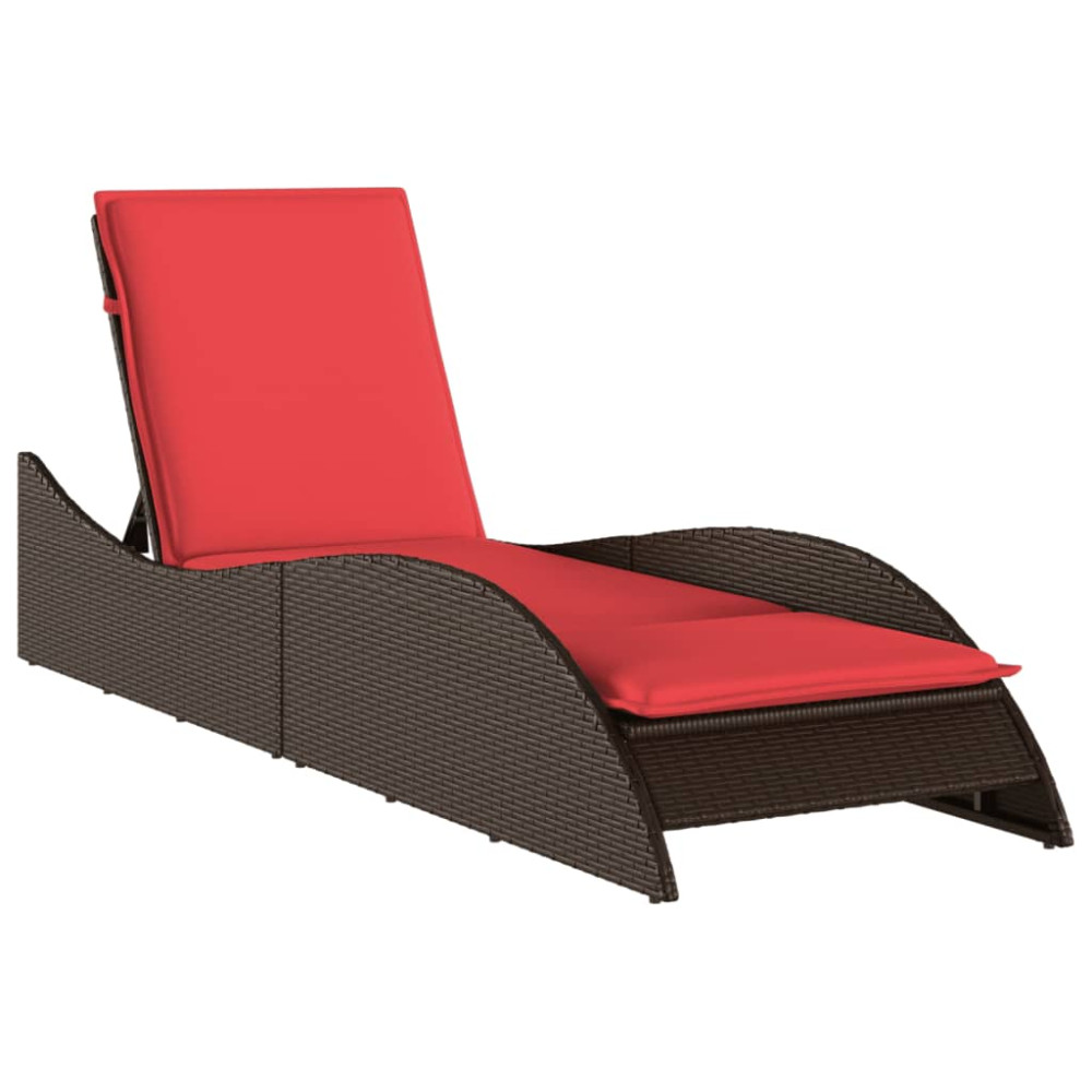 Produktbild för Solsäng med dyna brun 60x205x73 cm konstrotting