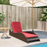 Produktbild för Solsäng med dyna brun 60x205x73 cm konstrotting