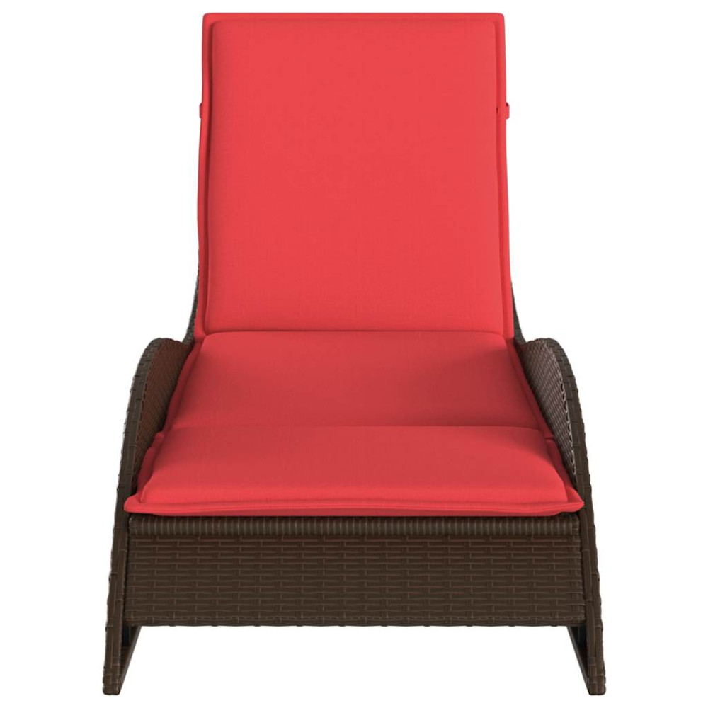 Produktbild för Solsäng med dyna brun 60x205x73 cm konstrotting