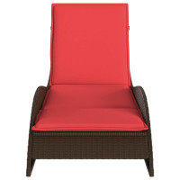 Produktbild för Solsäng med dyna brun 60x205x73 cm konstrotting