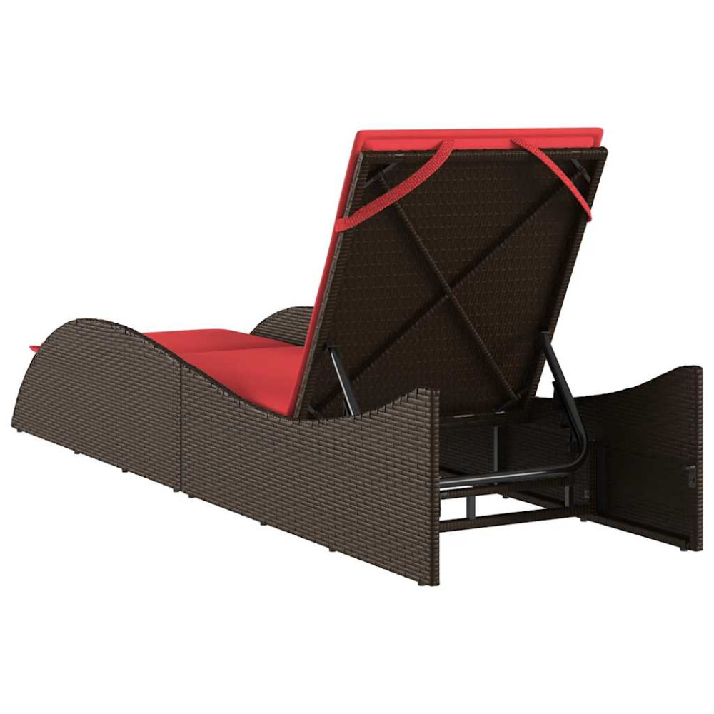 Produktbild för Solsäng med dyna brun 60x205x73 cm konstrotting