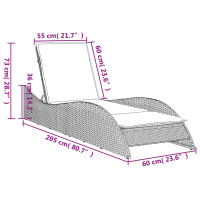 Produktbild för Solsäng med dyna brun 60x205x73 cm konstrotting